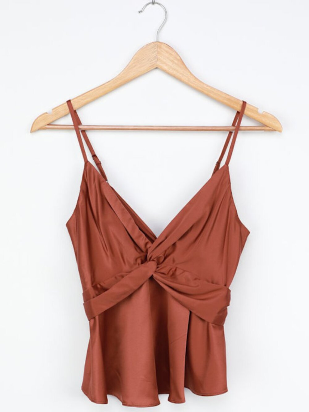 Lulus Be Present Bronze Satin Tie-back Cami Top Brown - Size L